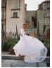 Halter Neck Ivory Lace Tulle Keyhole Back Wedding Dress